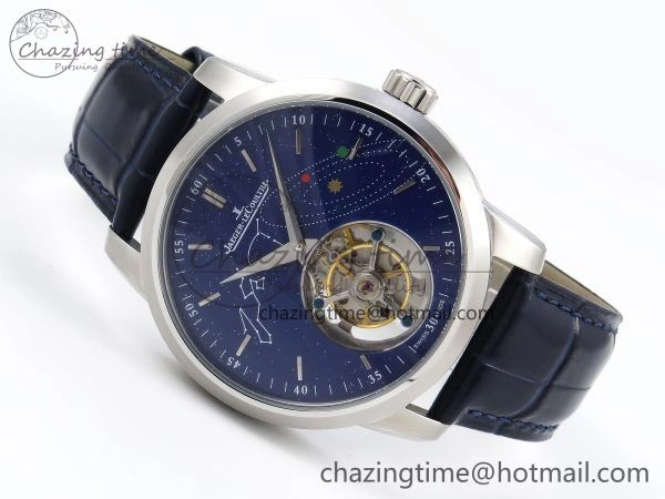 Master Ultra Thin Tourbillon SS RMS Best Edition Blue Solar System Dial on Blue Leather Strap