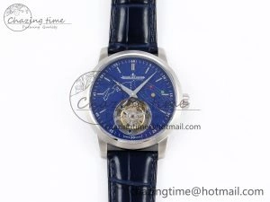 Master Ultra Thin Tourbillon SS RMS Best Edition Blue Solar System Dial on Blue Leather Strap