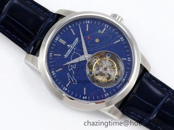Master Ultra Thin Tourbillon SS RMS Best Edition Blue Solar System Dial on Blue Leather Strap