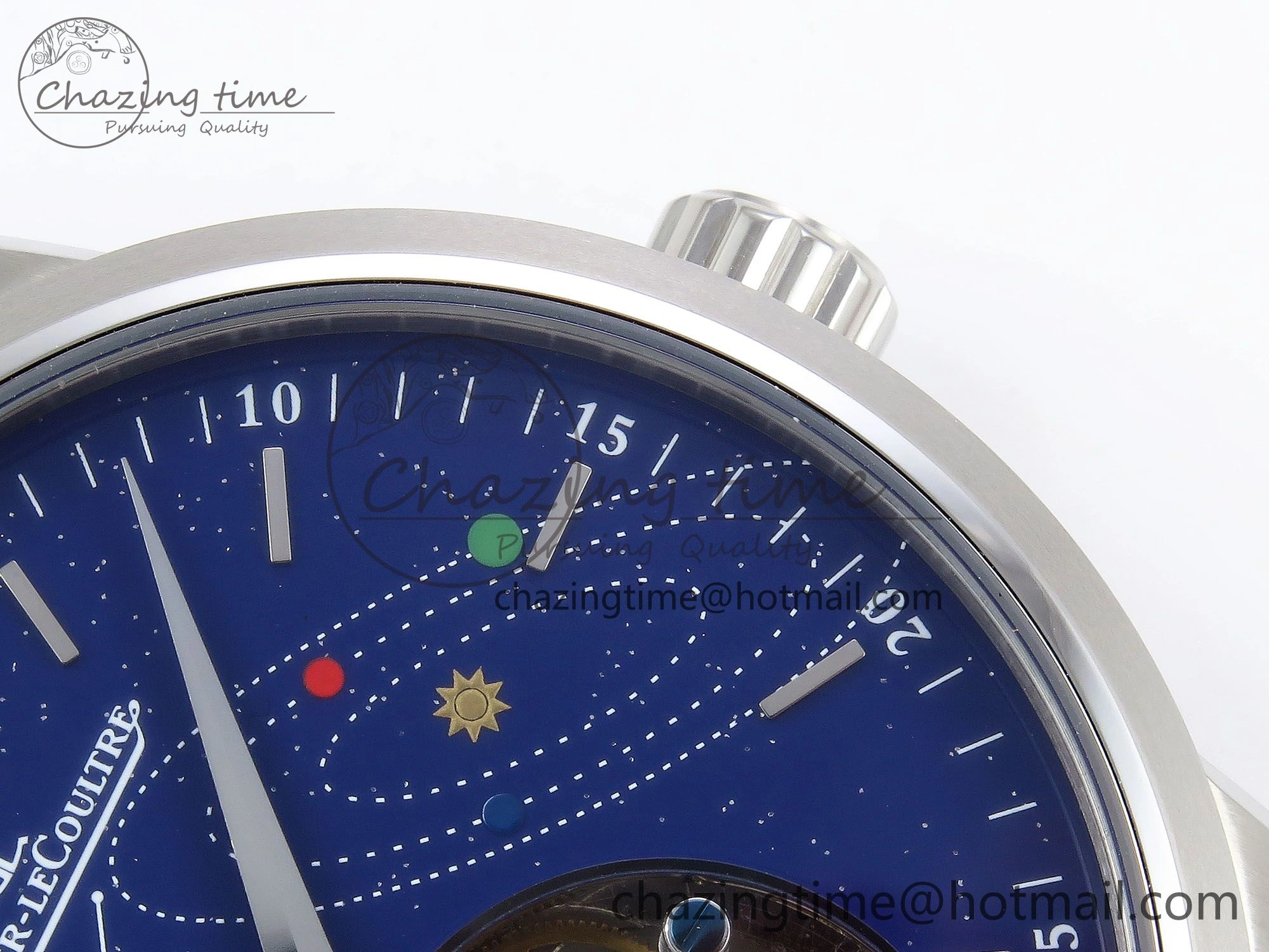 Master Ultra Thin Tourbillon SS RMS Best Edition Blue Solar System Dial on Blue Leather Strap