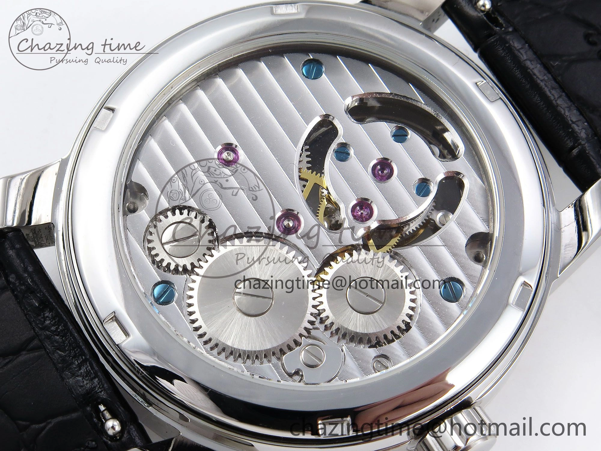 Master Ultra Thin Tourbillon SS RMS Best Edition Blue Star Dial on Black Leather Strap
