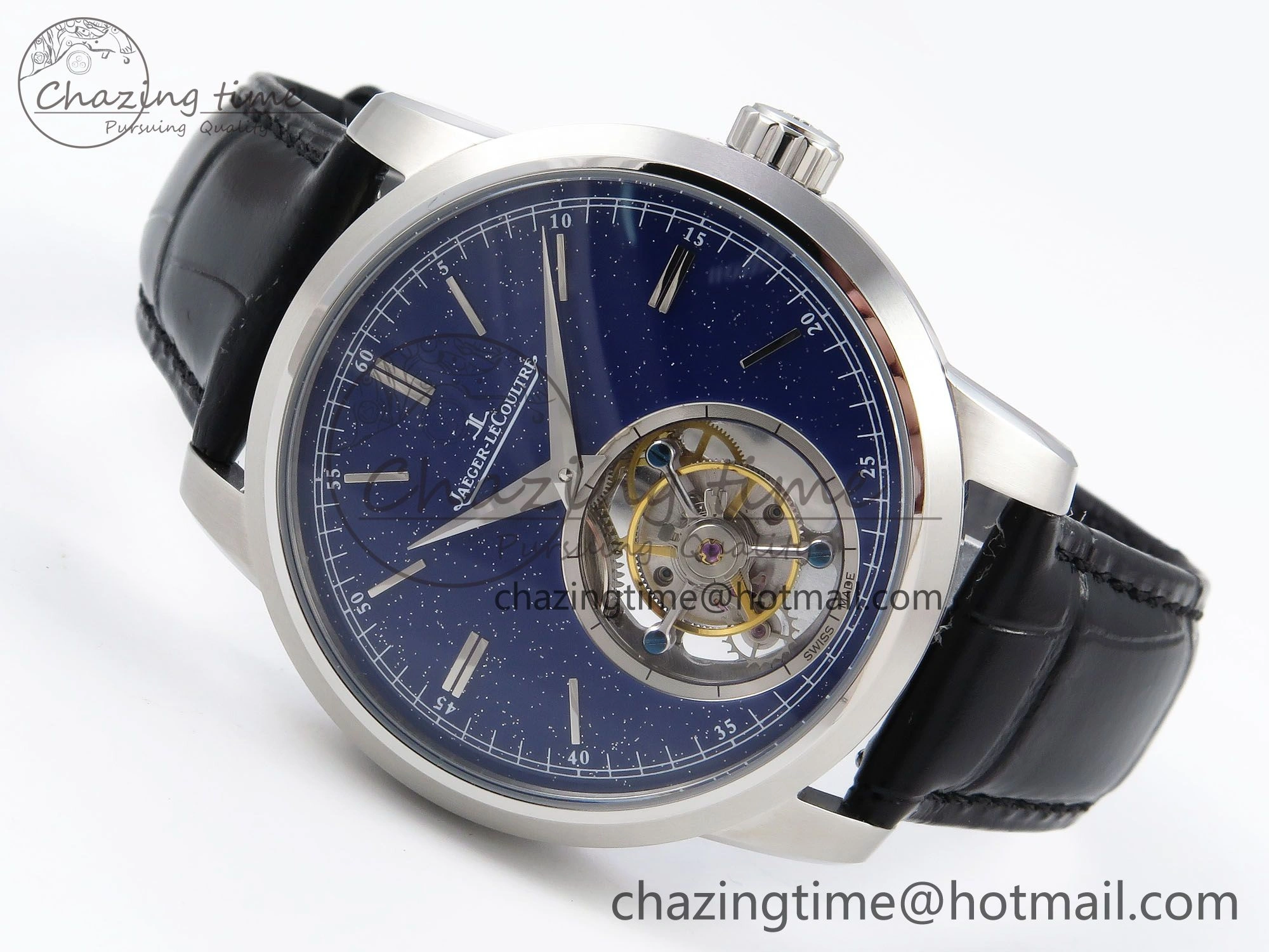 Master Ultra Thin Tourbillon SS RMS Best Edition Blue Star Dial on Black Leather Strap
