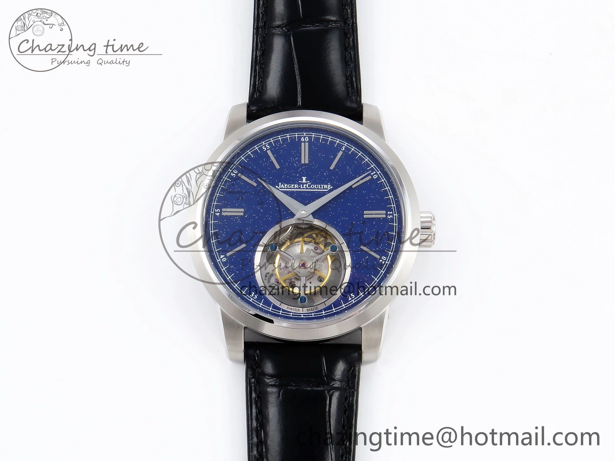 Master Ultra Thin Tourbillon SS RMS Best Edition Blue Star Dial on Black Leather Strap