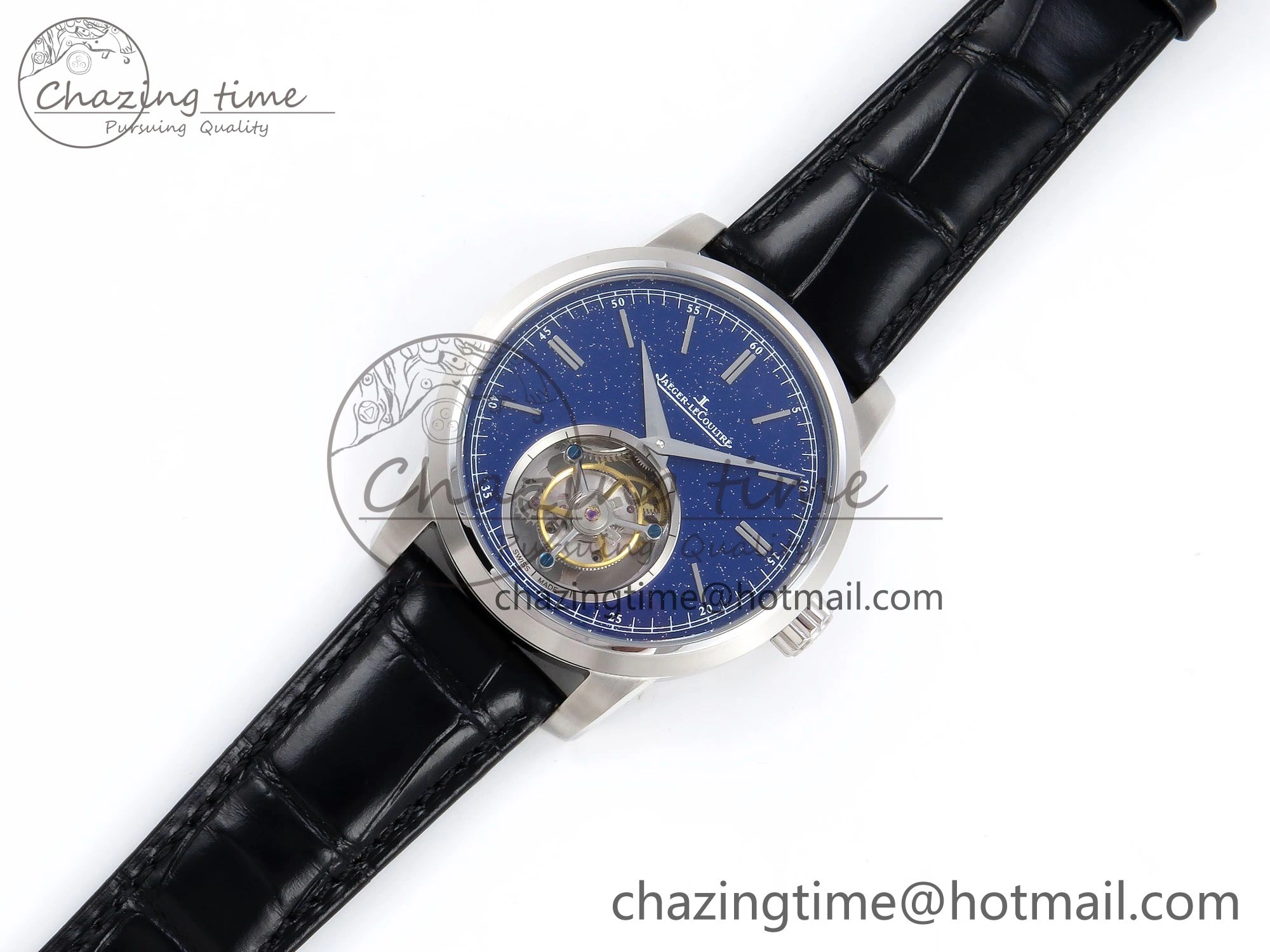 Master Ultra Thin Tourbillon SS RMS Best Edition Blue Star Dial on Black Leather Strap