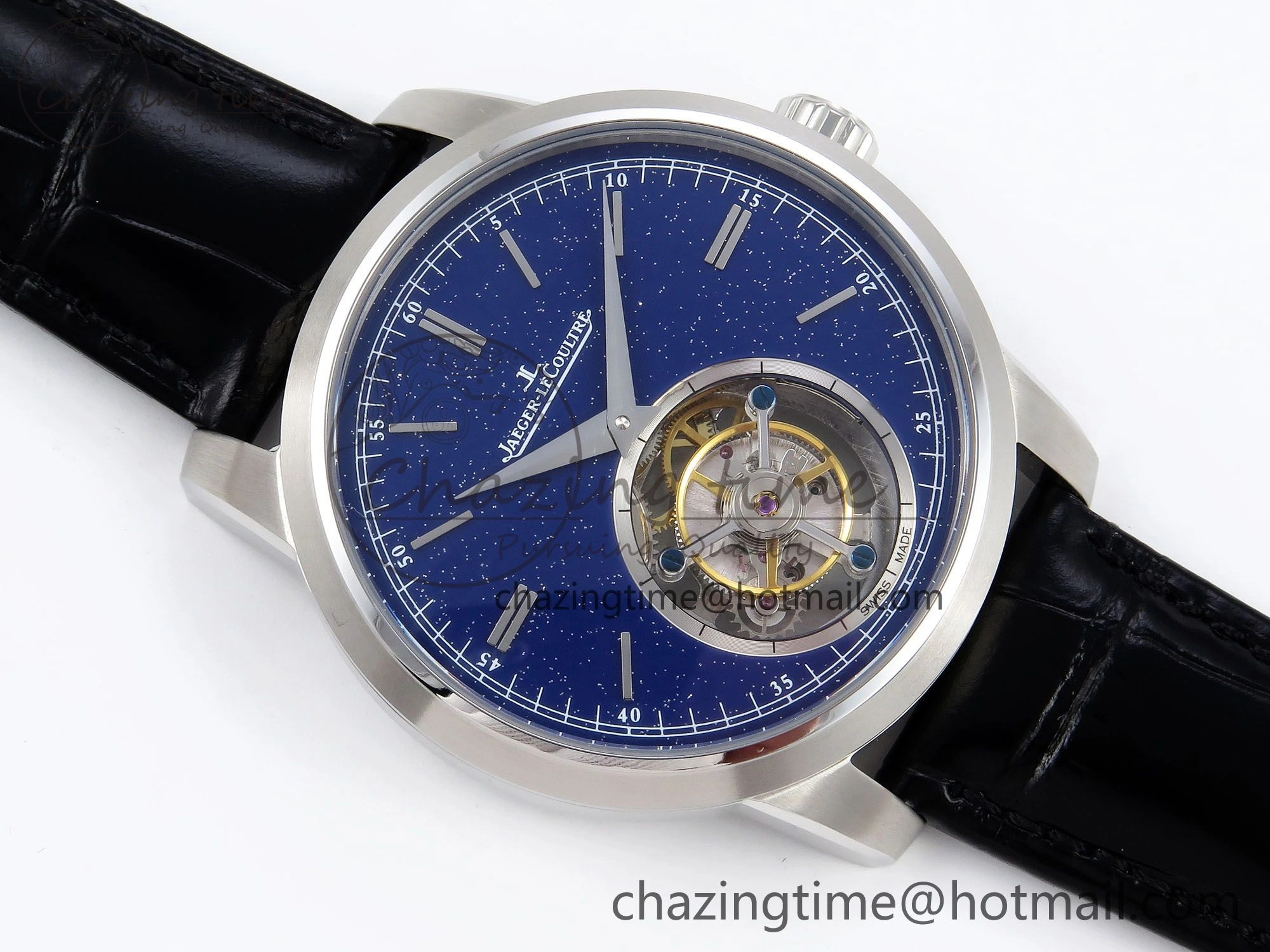 Master Ultra Thin Tourbillon SS RMS Best Edition Blue Star Dial on Black Leather Strap