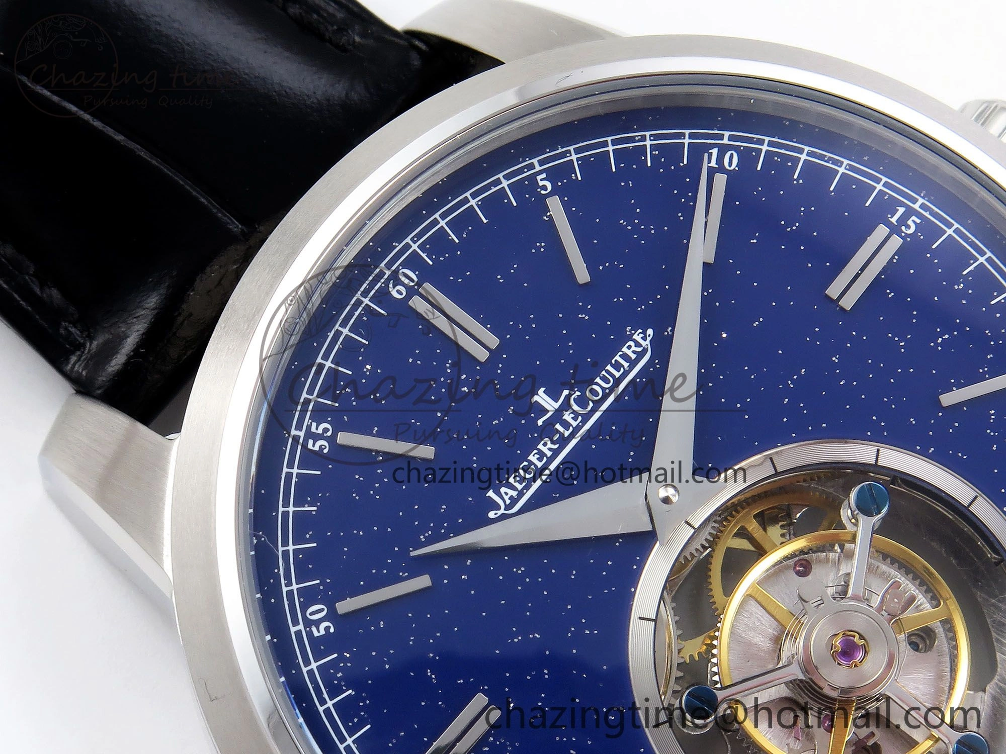 Master Ultra Thin Tourbillon SS RMS Best Edition Blue Star Dial on Black Leather Strap