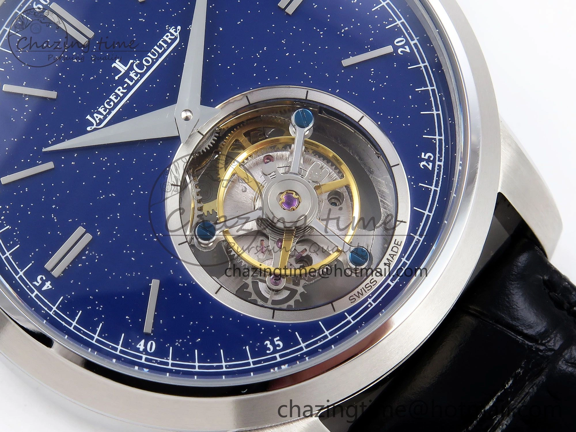 Master Ultra Thin Tourbillon SS RMS Best Edition Blue Star Dial on Black Leather Strap
