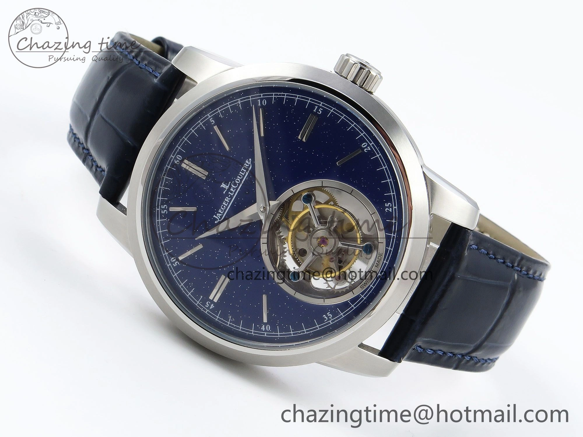 Master Ultra Thin Tourbillon SS RMS Best Edition Blue Star Dial on Blue Leather Strap