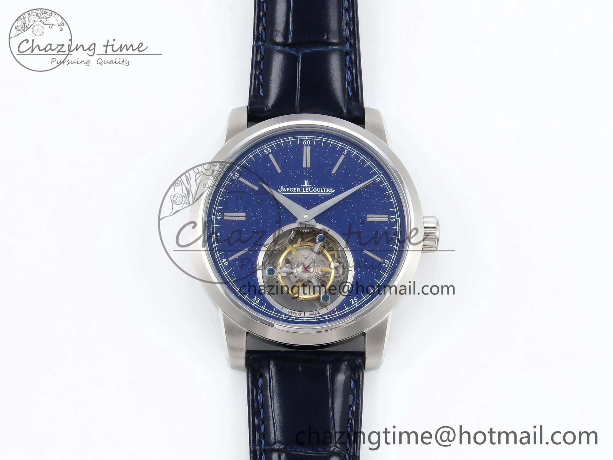 Master Ultra Thin Tourbillon SS RMS Best Edition Blue Star Dial on Blue Leather Strap