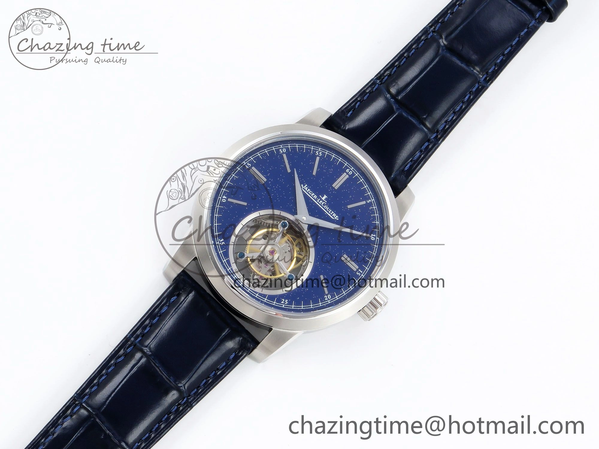Master Ultra Thin Tourbillon SS RMS Best Edition Blue Star Dial on Blue Leather Strap