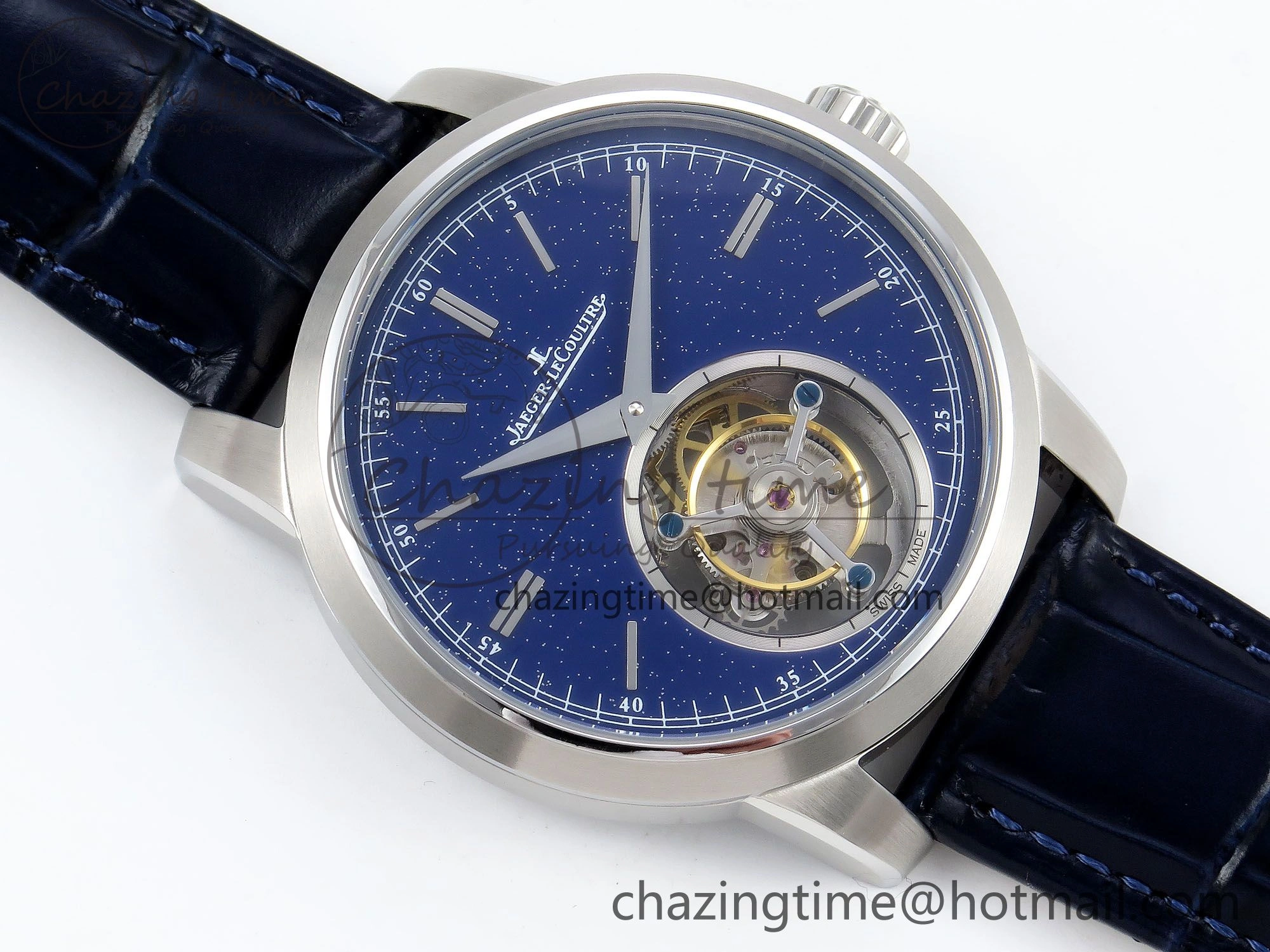 Master Ultra Thin Tourbillon SS RMS Best Edition Blue Star Dial on Blue Leather Strap