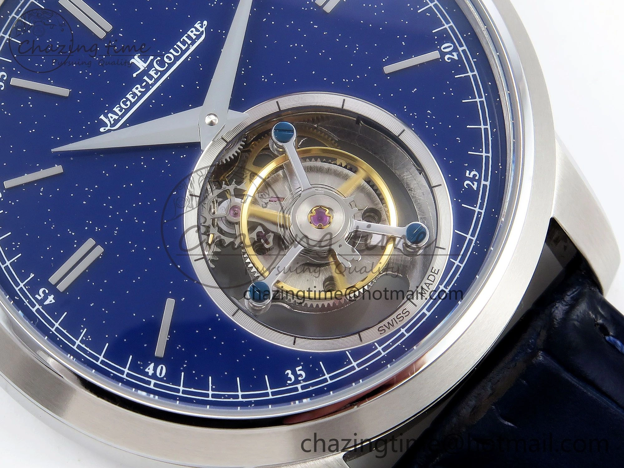 Master Ultra Thin Tourbillon SS RMS Best Edition Blue Star Dial on Blue Leather Strap