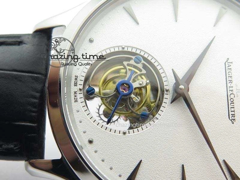 Master Ultra Thin Tourbillon SS White Dial On Black Leather Strap