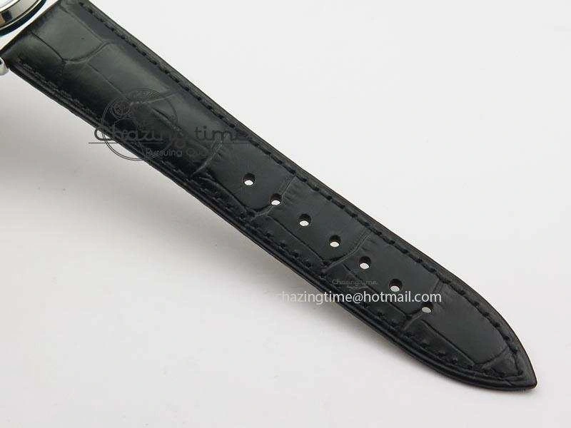 Master Ultra Thin Tourbillon SS White Dial On Black Leather Strap