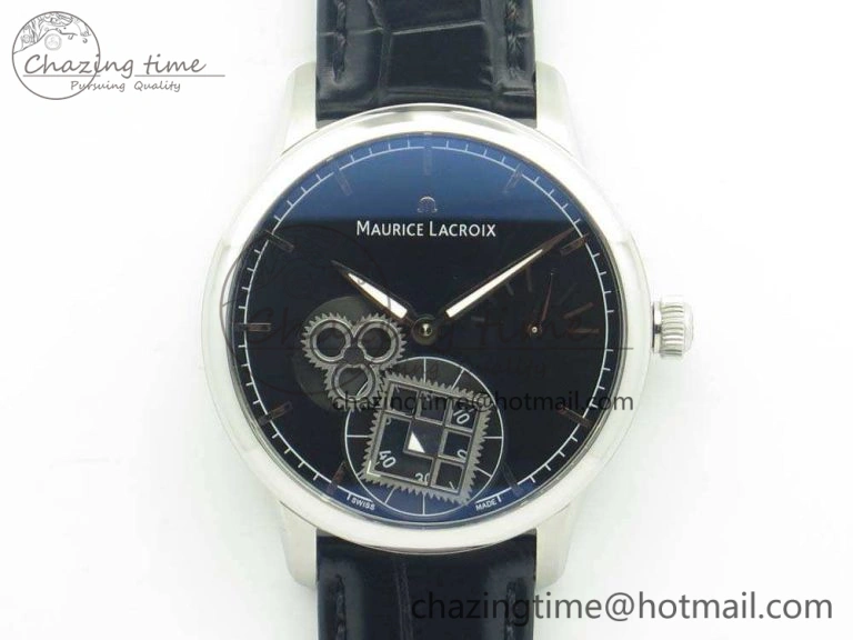 Masterpiece Square Wheel SS AMF 1:1 Best Edition Black Dial On Black Leather Strap A6498
