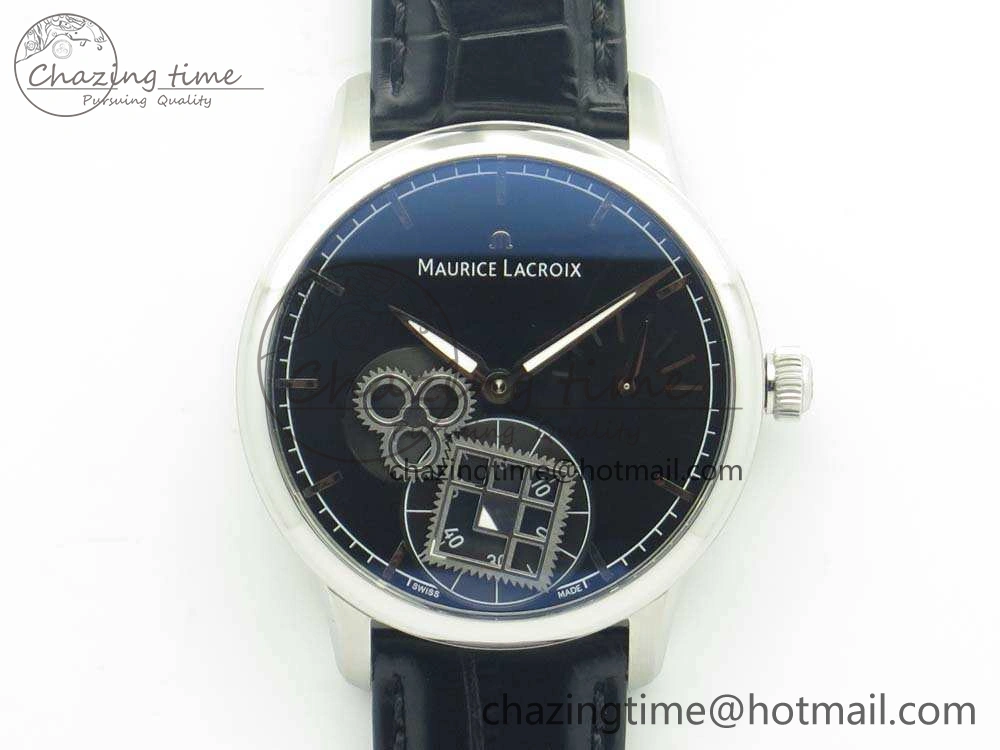 Masterpiece Square Wheel SS AMF 1:1 Best Edition Black Dial On Black Leather Strap A6498