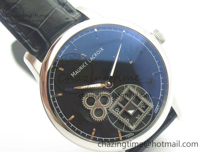 Masterpiece Square Wheel SS AMF 1:1 Best Edition Black Dial On Black Leather Strap A6498