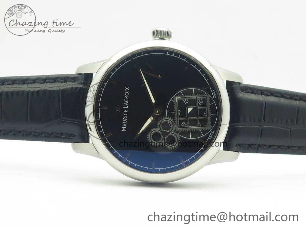 Masterpiece Square Wheel SS AMF 1:1 Best Edition Black Dial On Black Leather Strap A6498