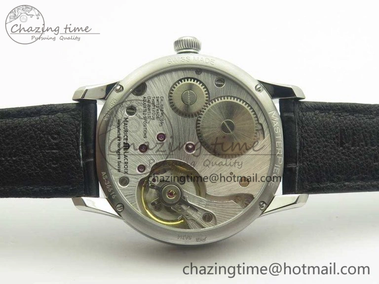 Masterpiece Square Wheel SS AMF 1:1 Best Edition Silver Dial On Black Leather Strap A6498