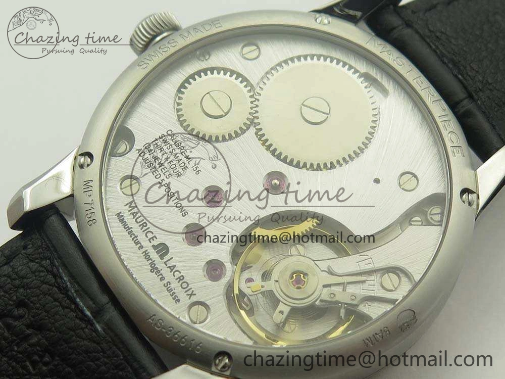 Masterpiece Square Wheel SS AMF 1:1 Best Edition Silver Dial On Black Leather Strap A6498