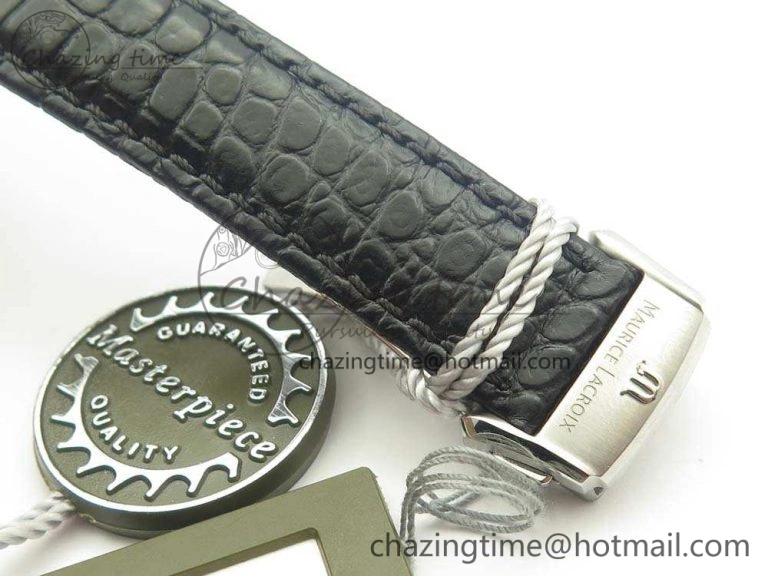 Masterpiece Square Wheel SS AMF 1:1 Best Edition Silver Dial On Black Leather Strap A6498
