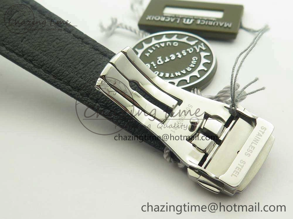 Masterpiece Square Wheel SS AMF 1:1 Best Edition Silver Dial On Black Leather Strap A6498