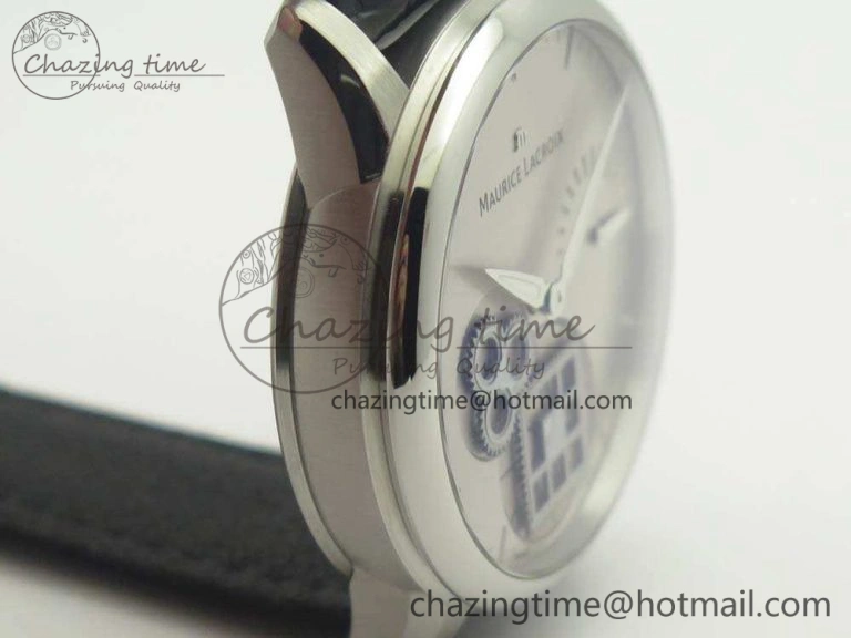 Masterpiece Square Wheel SS AMF 1:1 Best Edition Silver Dial On Black Leather Strap A6498