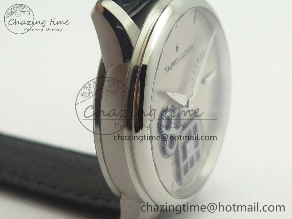 Masterpiece Square Wheel SS AMF 1:1 Best Edition Silver Dial On Black Leather Strap A6498