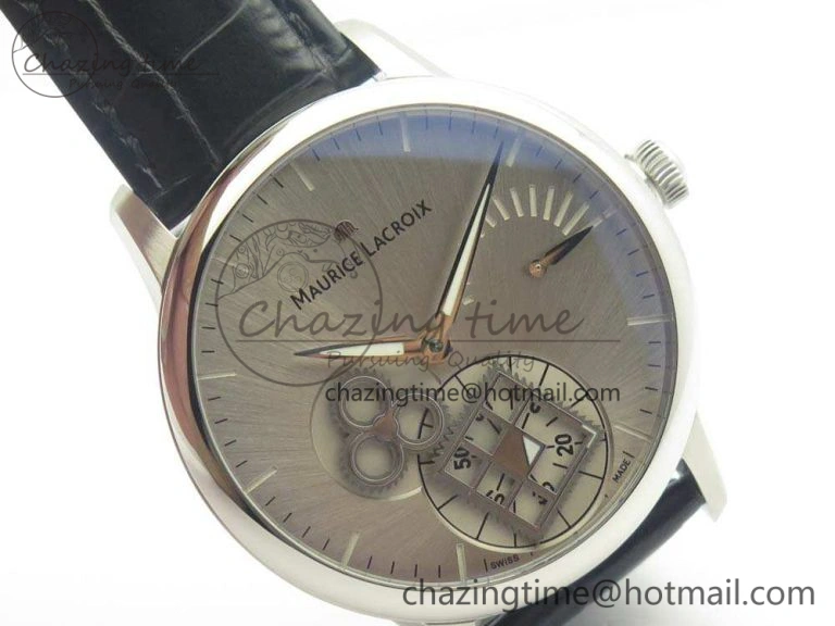 Masterpiece Square Wheel SS AMF 1:1 Best Edition Silver Dial On Black Leather Strap A6498