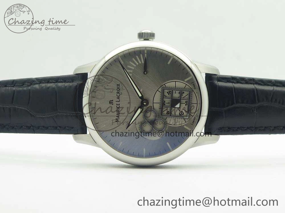 Masterpiece Square Wheel SS AMF 1:1 Best Edition Silver Dial On Black Leather Strap A6498
