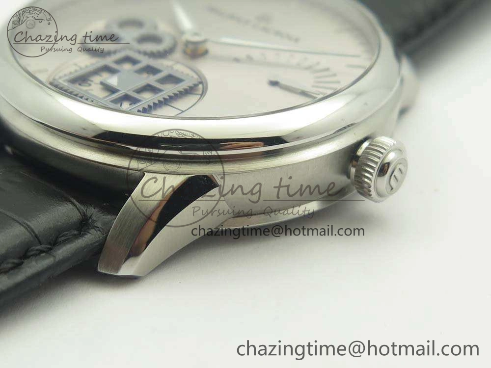 Masterpiece Square Wheel SS AMF 1:1 Best Edition Silver Dial On Black Leather Strap A6498