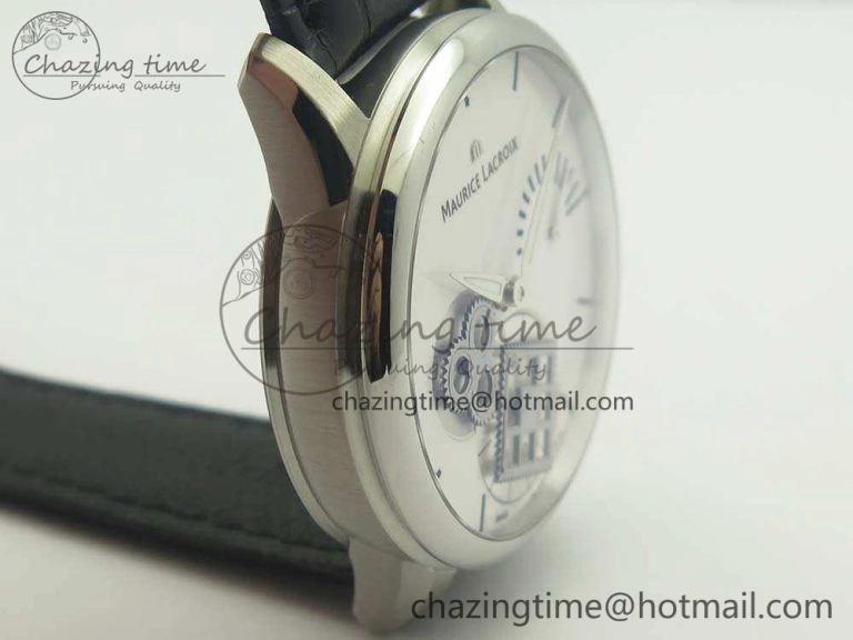 Masterpiece Square Wheel SS AMF 1:1 Best Edition White Dial On Black Leather Strap A6498