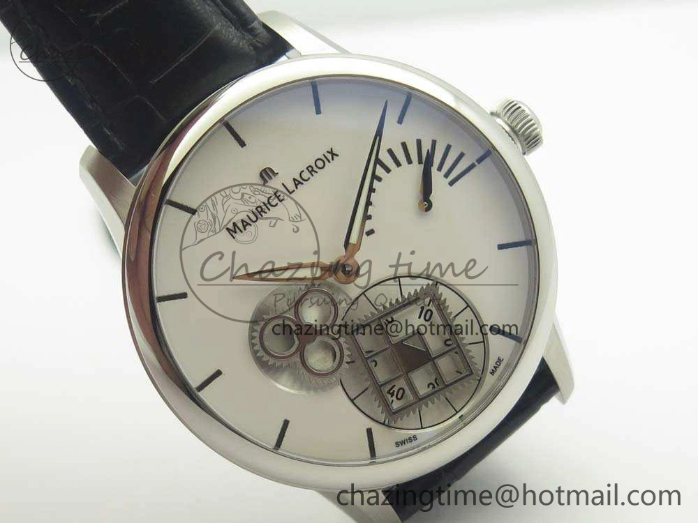 Masterpiece Square Wheel SS AMF 1:1 Best Edition White Dial On Black Leather Strap A6498