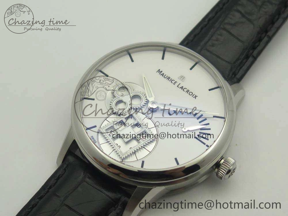 Masterpiece Square Wheel SS AMF 1:1 Best Edition White Dial On Black Leather Strap A6498