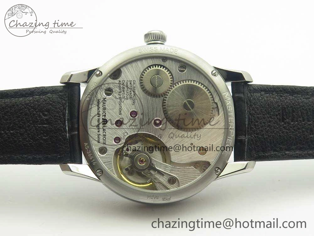 Masterpiece Square Wheel SS AMF 1:1 Best Edition White Dial On Black Leather Strap A6498