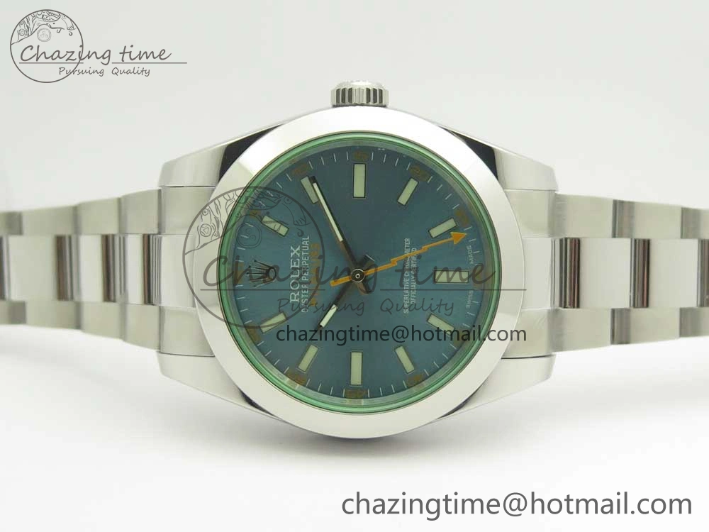 Milgauss 116400 904L SS DJF 1:1 Best Edition Blue Dial on 904L SS Bracelet A2836 (Real Green Sapphire Crystal)
