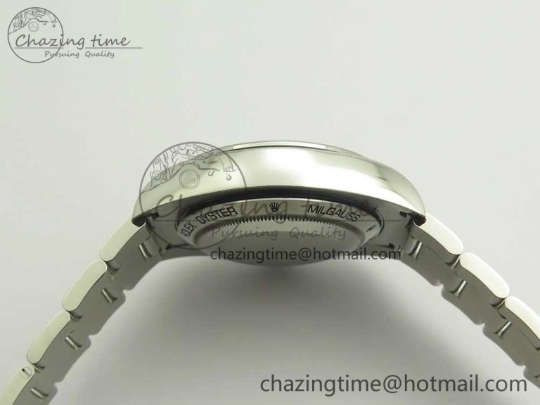 Milgauss 116400 904L SS DJF 1:1 Best Edition Blue Dial on 904L SS Bracelet A2836 (Real Green Sapphire Crystal)