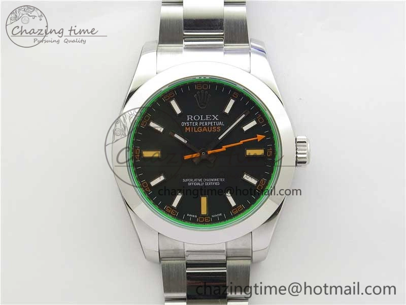 Milgauss 116400 GV 904L Steel ARF 1:1 Best Edition Black Dial on Bracelet SH3131