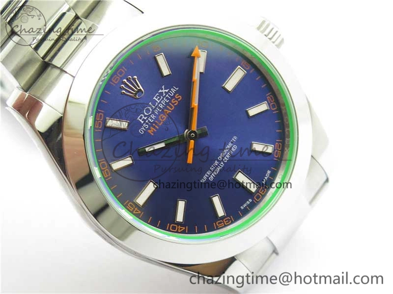 Milgauss 116400 GV 904L Steel ARF 1:1 Best Edition Blue Dial on Bracelet SH3131