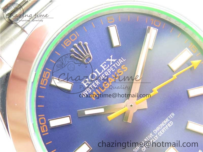 Milgauss 116400 GV 904L Steel ARF 1:1 Best Edition Blue Dial on Bracelet SH3131