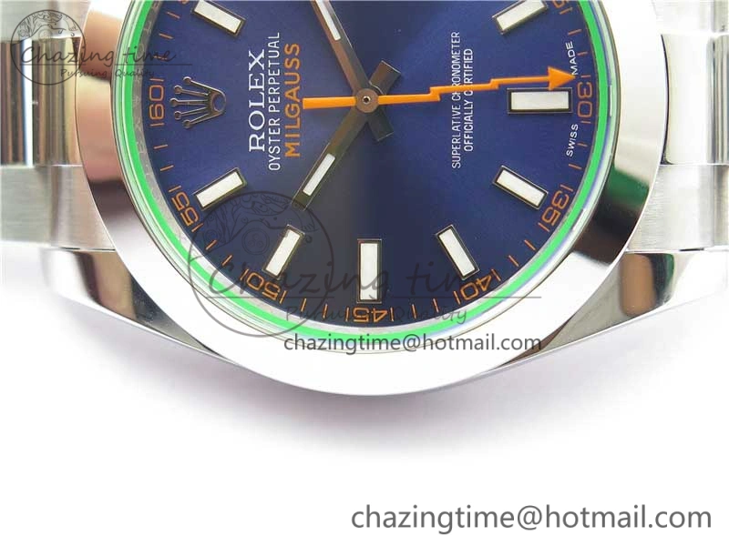 Milgauss 116400 GV 904L Steel ARF 1:1 Best Edition Blue Dial on Bracelet SH3131