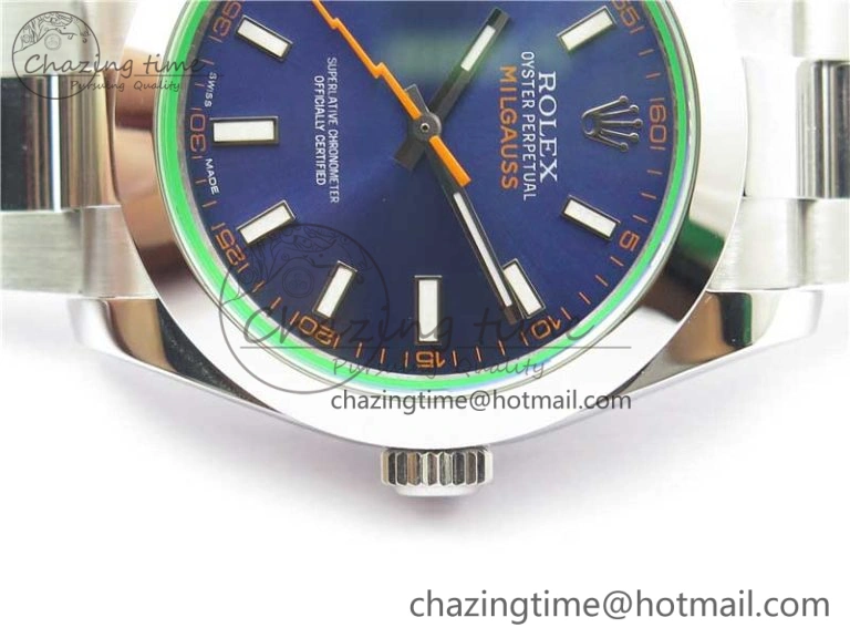 Milgauss 116400 GV 904L Steel ARF 1:1 Best Edition Blue Dial on Bracelet SH3131