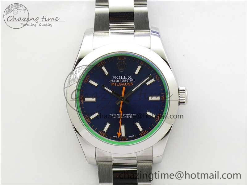Milgauss 116400 GV 904L Steel ARF 1:1 Best Edition Blue Dial on Bracelet SH3131