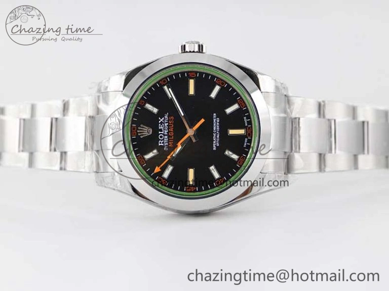 Milgauss 116400 GV 904L TWF 1:1 Best Edition Black Dial on SS Bracelet SH3131