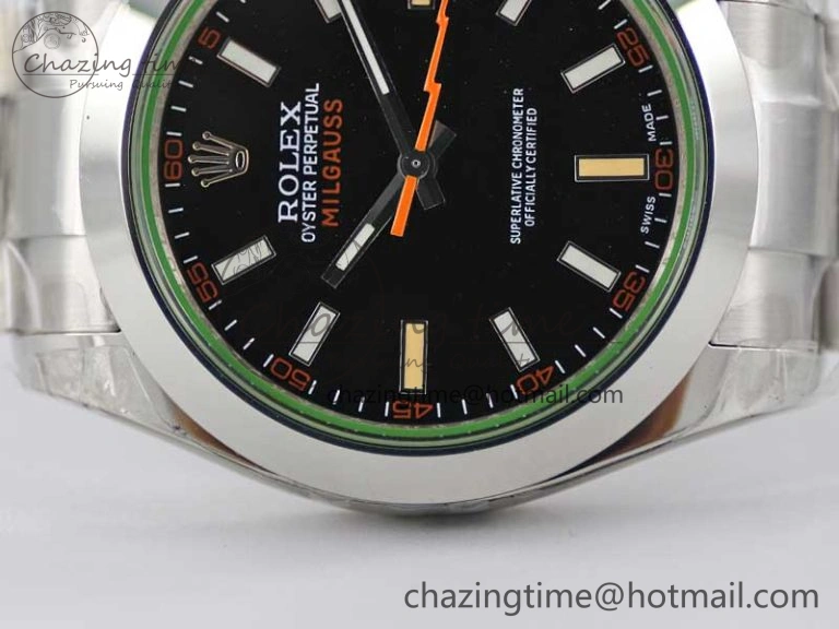 Milgauss 116400 GV 904L TWF 1:1 Best Edition Black Dial on SS Bracelet SH3131
