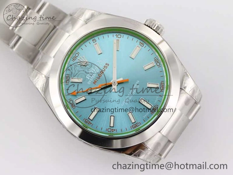 Milgauss 116400 GV 904L TWF 1:1 Best Edition ICE Blue Dial on SS Bracelet SH3131