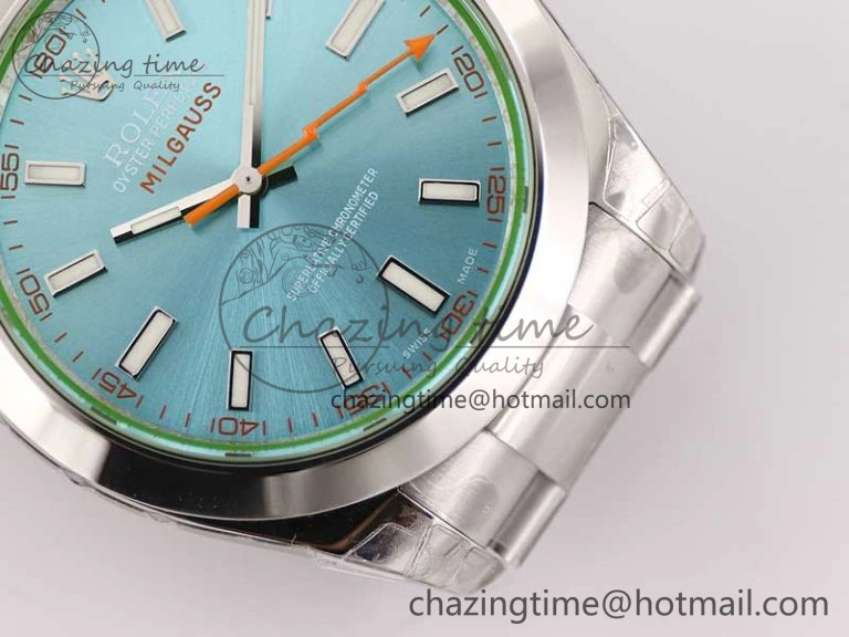 Milgauss 116400 GV 904L TWF 1:1 Best Edition ICE Blue Dial on SS Bracelet SH3131
