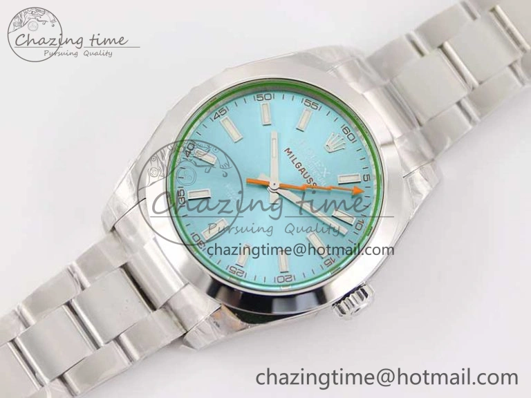 Milgauss 116400 GV 904L TWF 1:1 Best Edition ICE Blue Dial on SS Bracelet SH3131