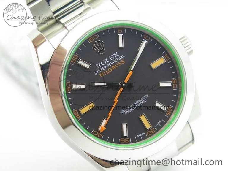 Milgauss 116400 GV ARF 1:1 Best Edition Green Sapphire Black Dial On SS Bracelet A2824