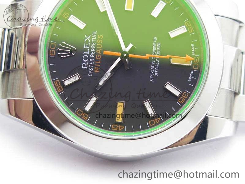 Milgauss 116400 GV ARF 1:1 Best Edition Green Sapphire Black Dial On SS Bracelet A2824